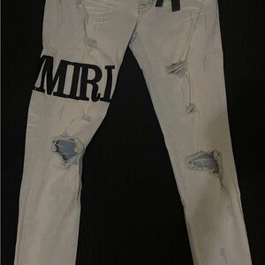 AMIRI White Skinny Distressed Jeans